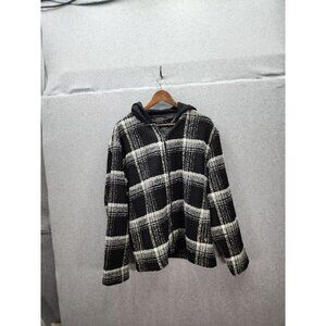 8 By Yoox Black & White Plaid Jacket With Hood Large